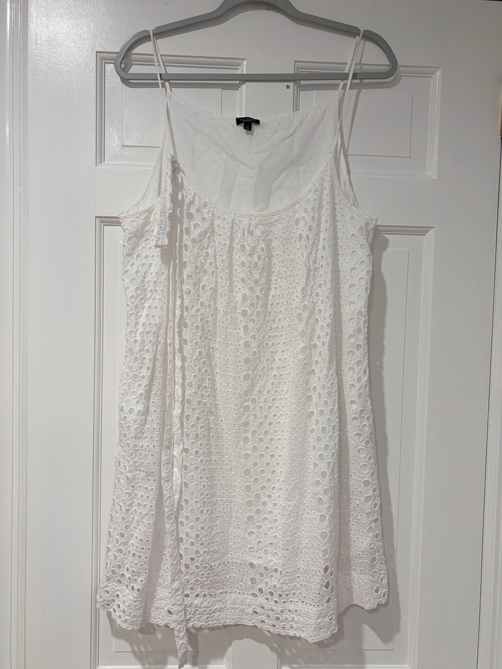 Talbots White Eyelet Cotton A-Line Sundress XL Spaghetti Strap
